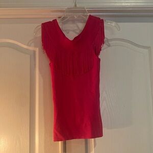 Trina Turk Off Shoulder Pink Knit with Fringes  size M